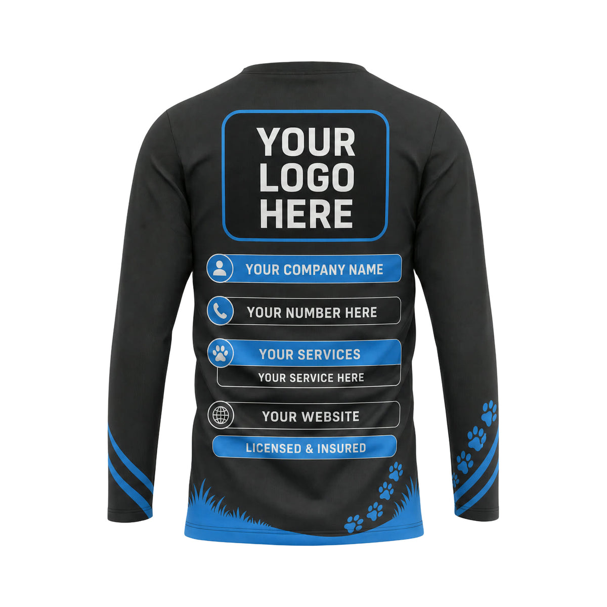 DWN003 - Custom Dog Walking Shirt - Sleeve Cuff Motif - back