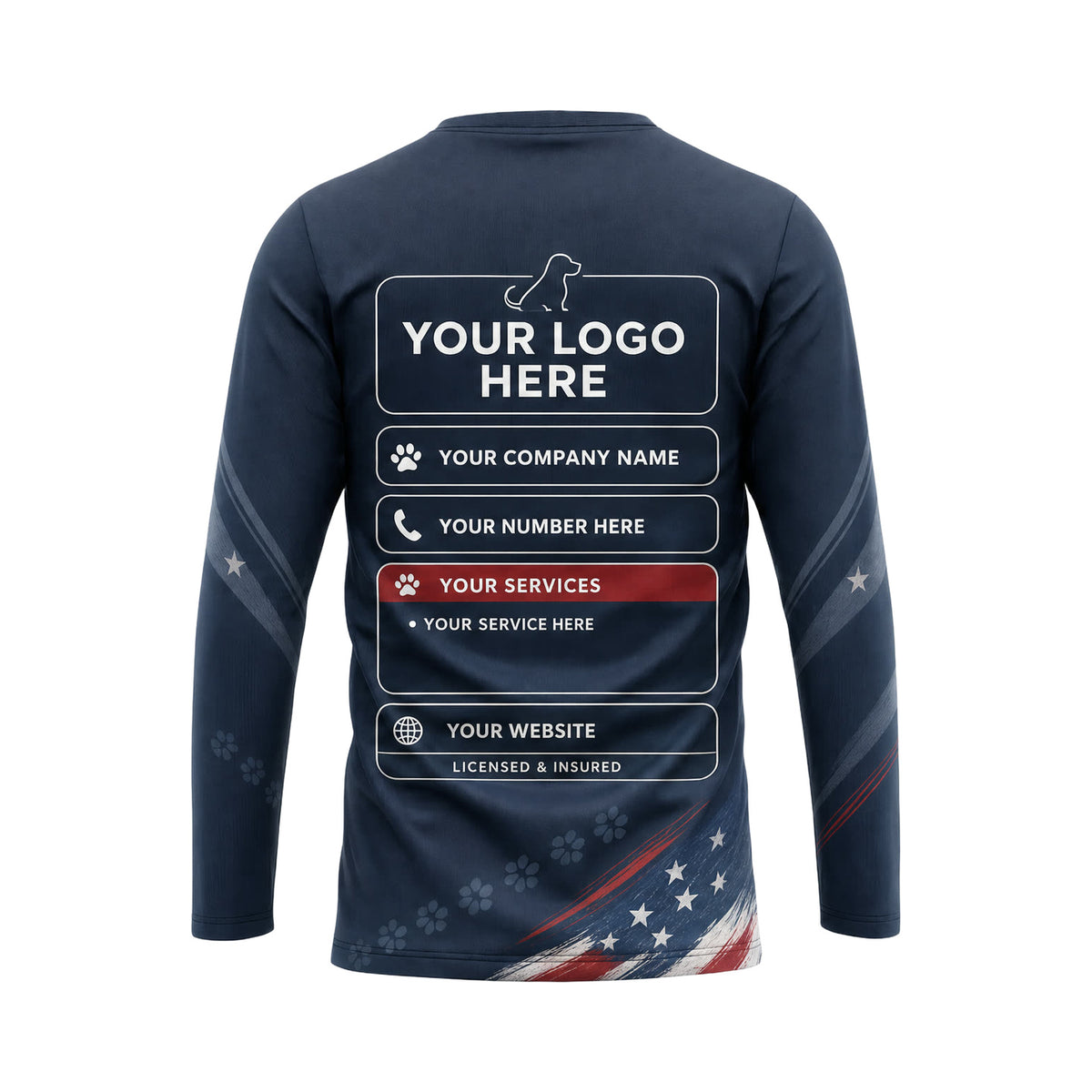 DWN005 - Custom Dog Walking Shirt - Clean Premium Patriot - back