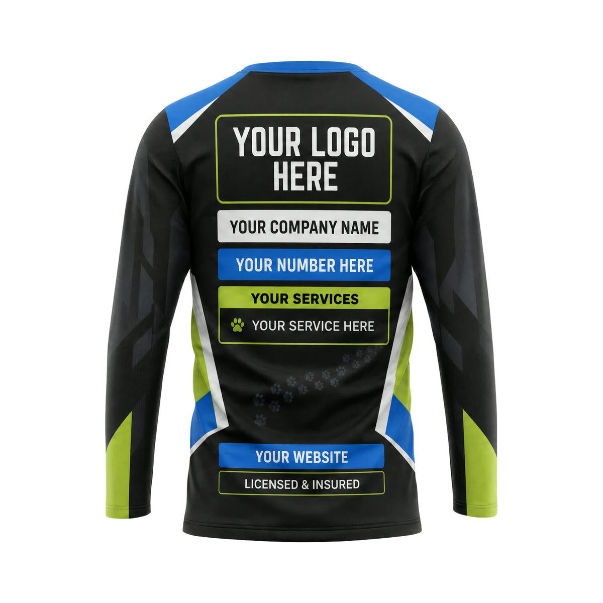 DWN016 - Custom Dog Walking Shirt - High Contrast Team - back