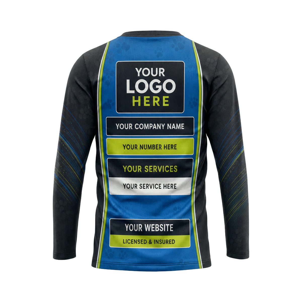 DWN021 - Custom Dog Walking Shirt - Dark Sleeve Frame - back