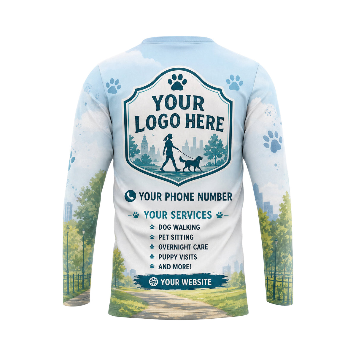 DWN024 - Custom Dog Walking Shirt - Mascot Pro - back