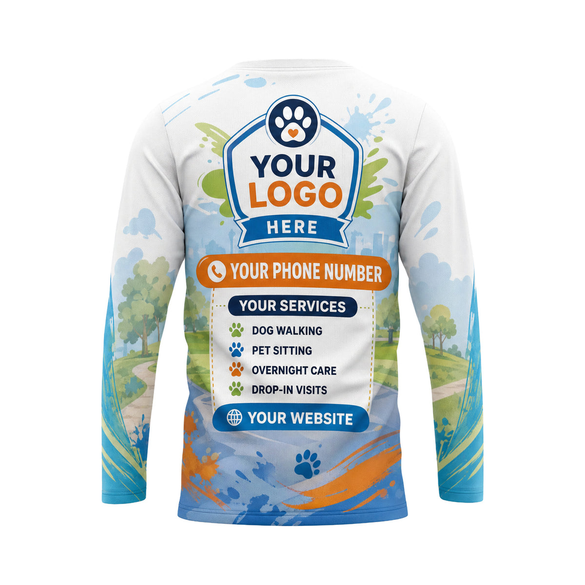DWN027 - Custom Dog Walking Shirt - Mascot Toon - back