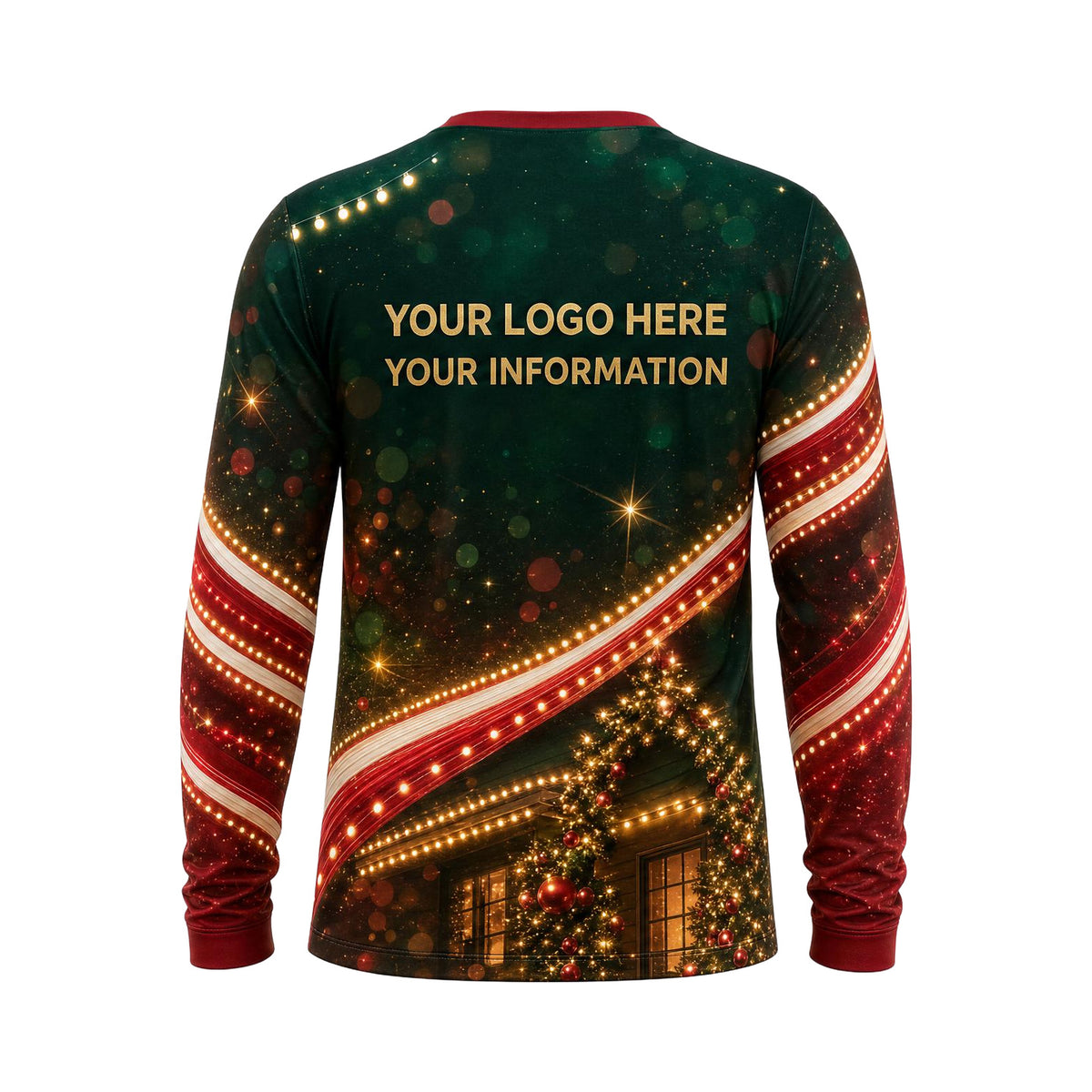 Evergreen Ribbon Cottage custom holiday lighting shirt HLN023 - back