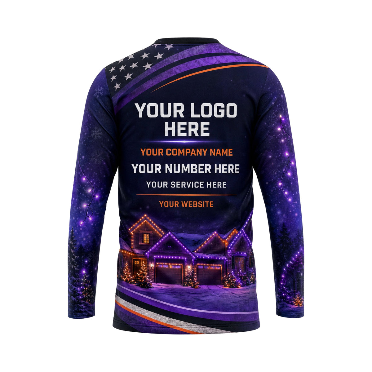 Electric Purple Roofline custom holiday lighting shirt HLN028 - back