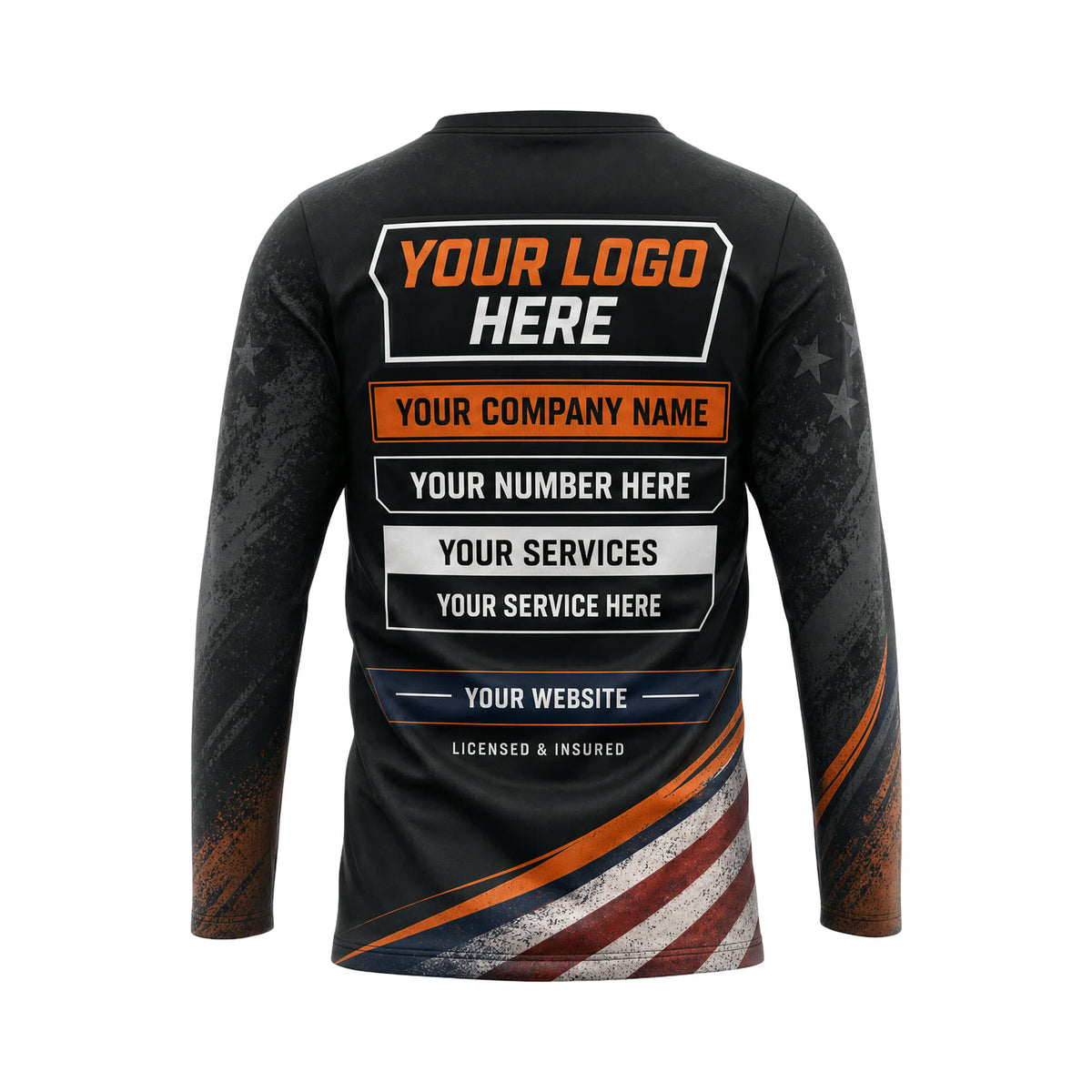 JRN015 - Custom Junk Removal Shirt - Diagonal Patriot Curve - back