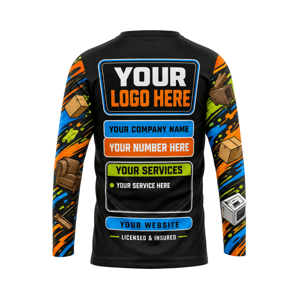 JRN017 - Custom Junk Removal Shirt - Hero Equipment Mascot - back