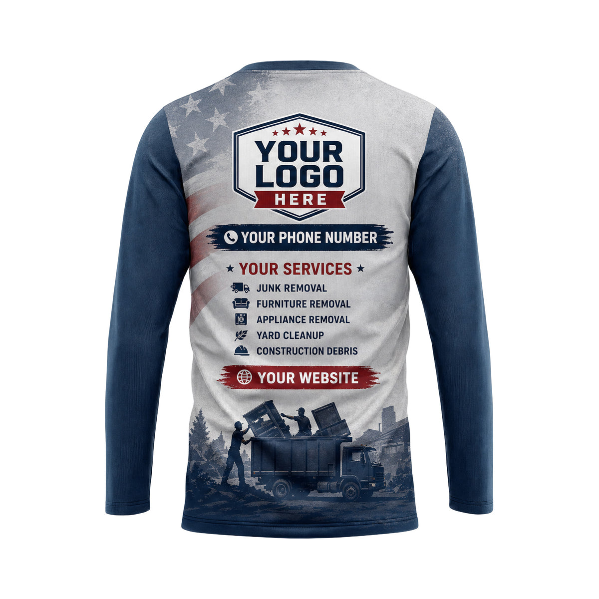 JRN024 - Custom Junk Removal Shirt - Junk Patriot - back