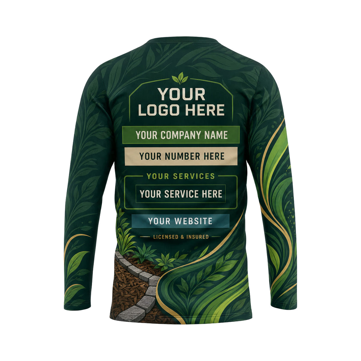 LCN011 - Custom Lawn Care Shirt - Tone Motif Field - back