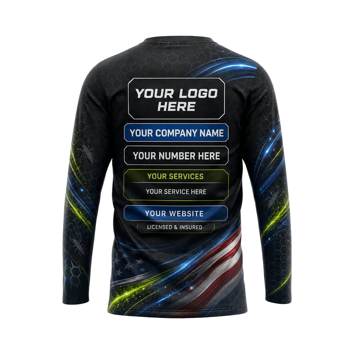 PCN009 - Custom Pest Control Shirt - Sport Speed Arcs - back