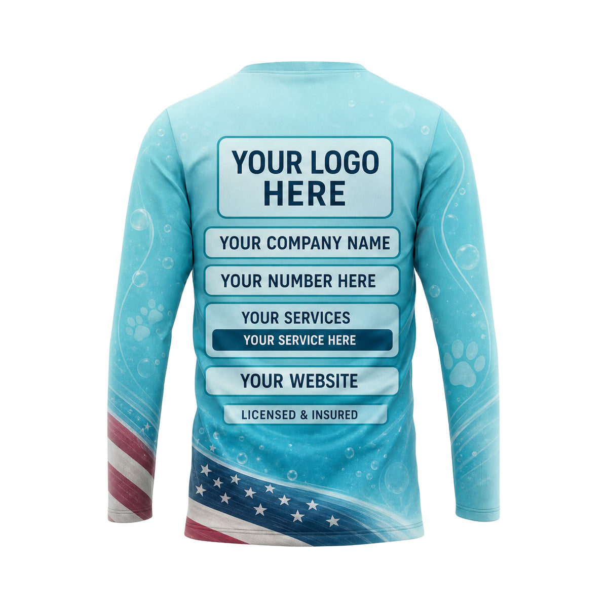 PGN009 - Custom Pet Grooming Shirt - Lower Flag Sweep - back