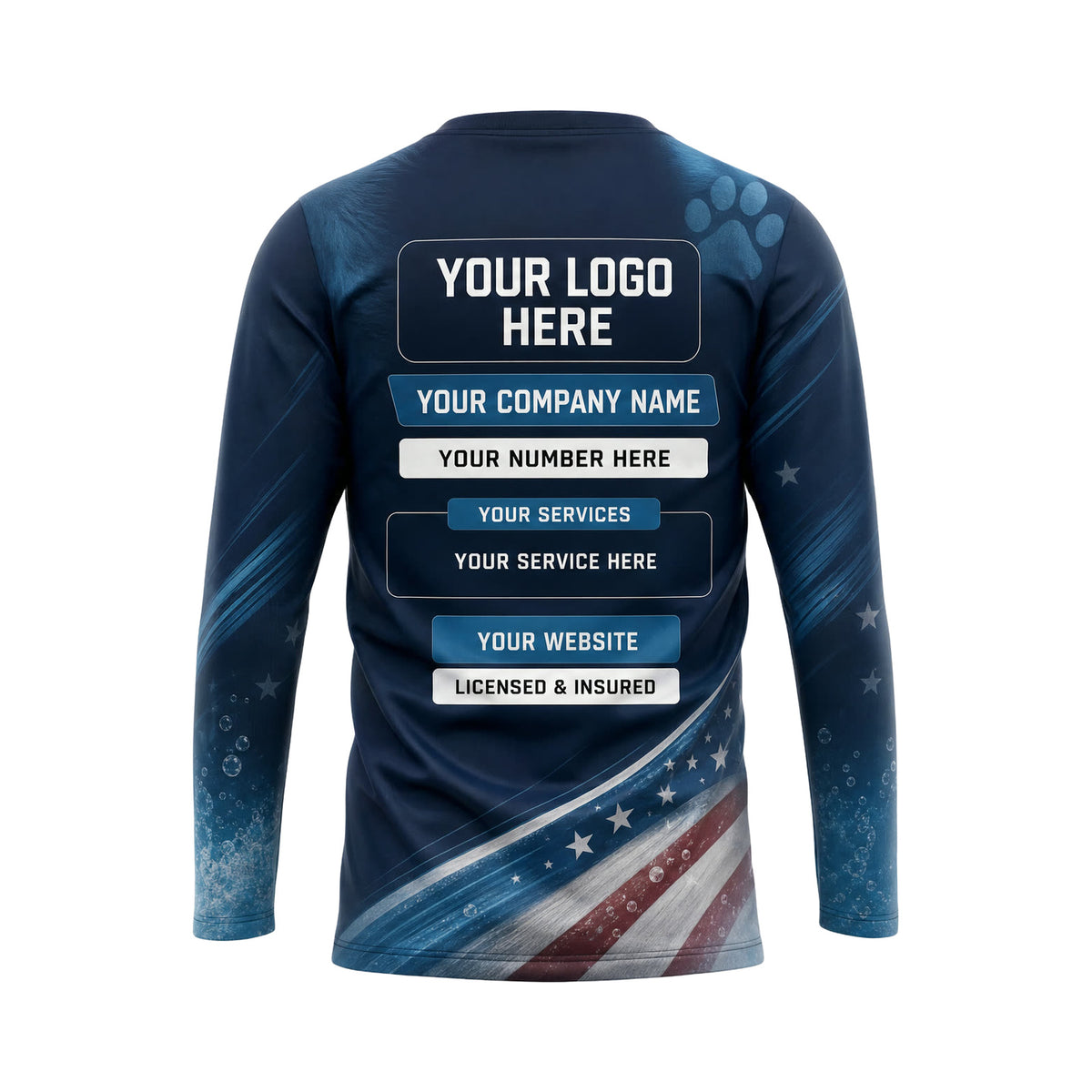 PGN011 - Custom Pet Grooming Shirt - Clean Premium Patriot - back