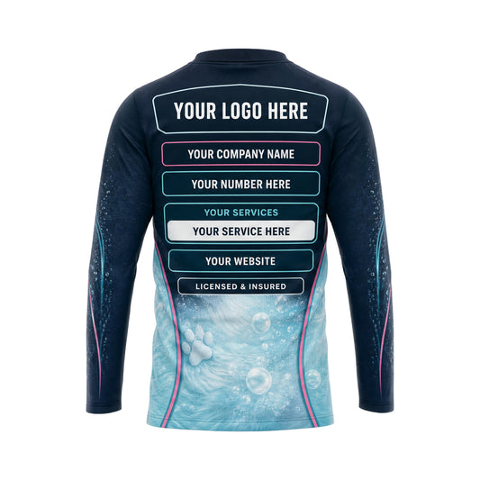PGN025 - Custom Pet Grooming Shirt - Dark Sleeve Frame - back