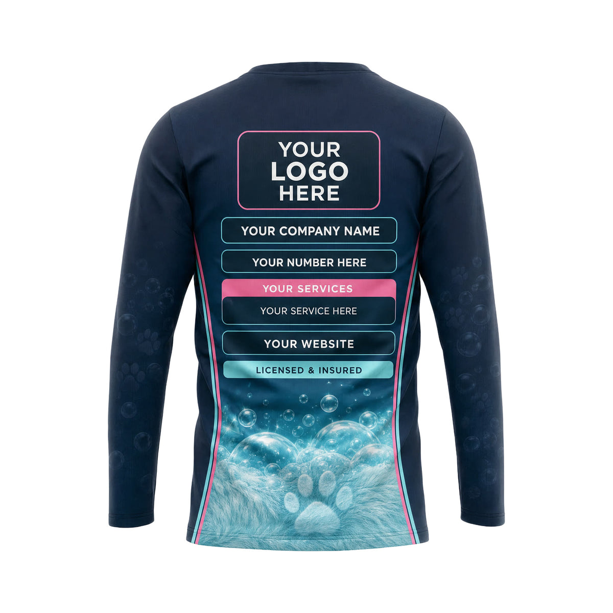 PGN028 - Custom Pet Grooming Shirt - Lower Element Rise - back