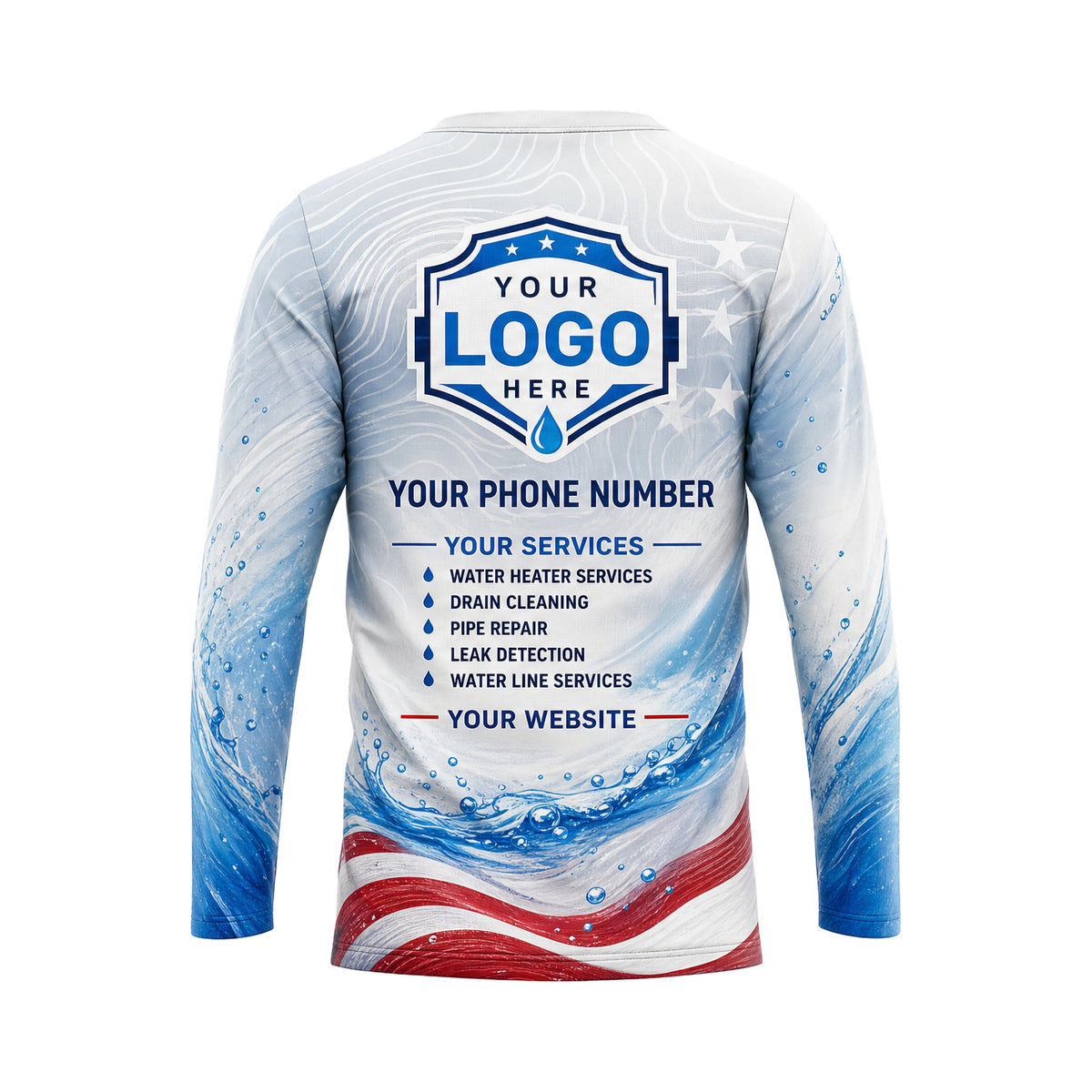 PLN009 - Custom Plumbing Shirt - Patriot - back