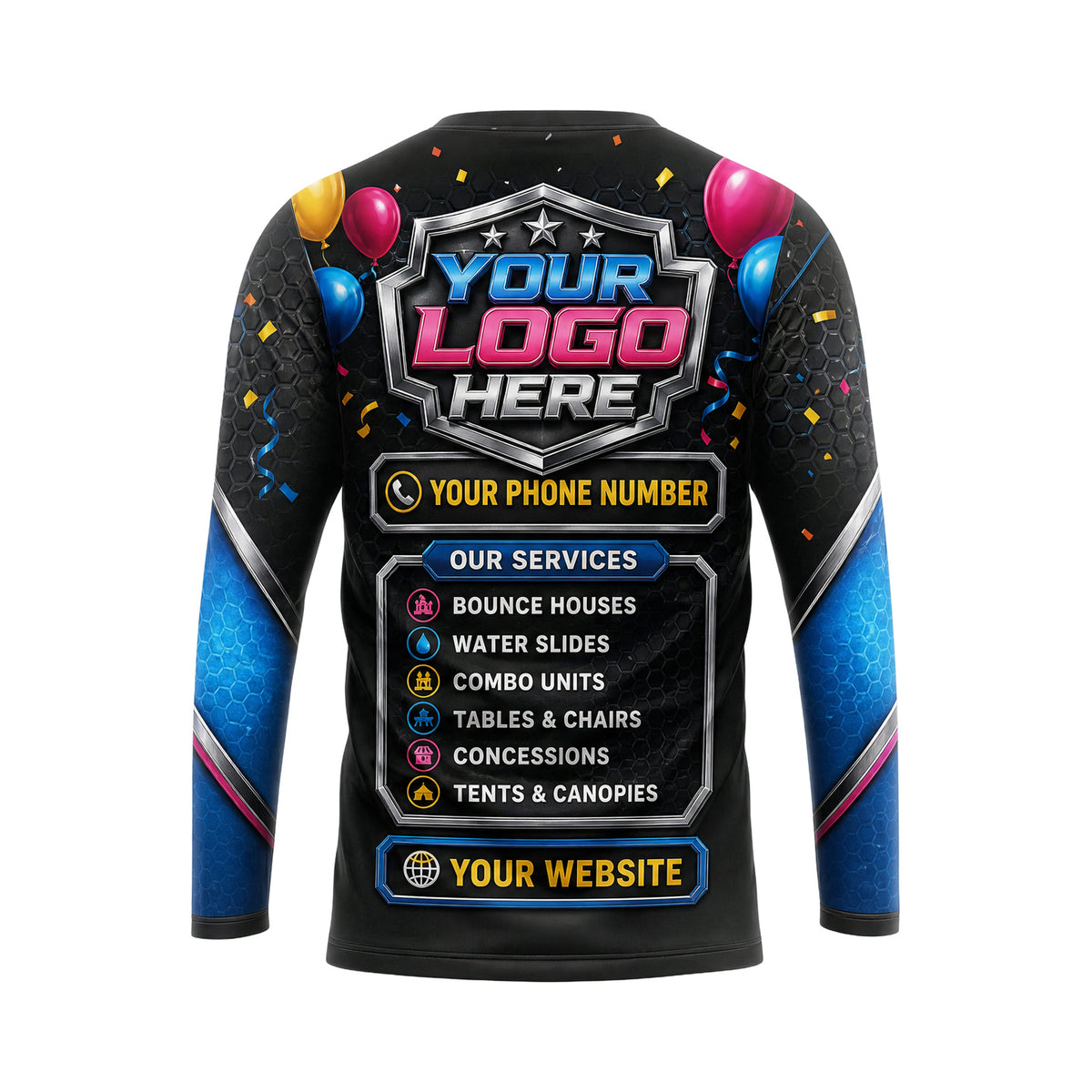 PRN004 - Custom Party Rental Shirt - D3 Emblem - back