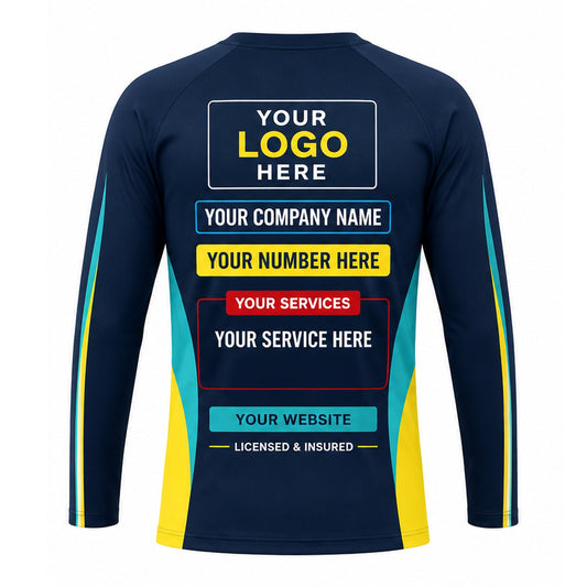 PRN039 - Custom Party Rental Shirt - Navy Teal Block Panel - back