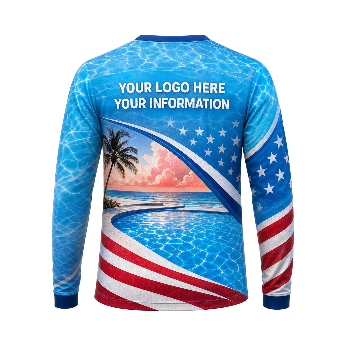 Patriot Palm Horizon custom pool cleaning shirt PSN060 - back