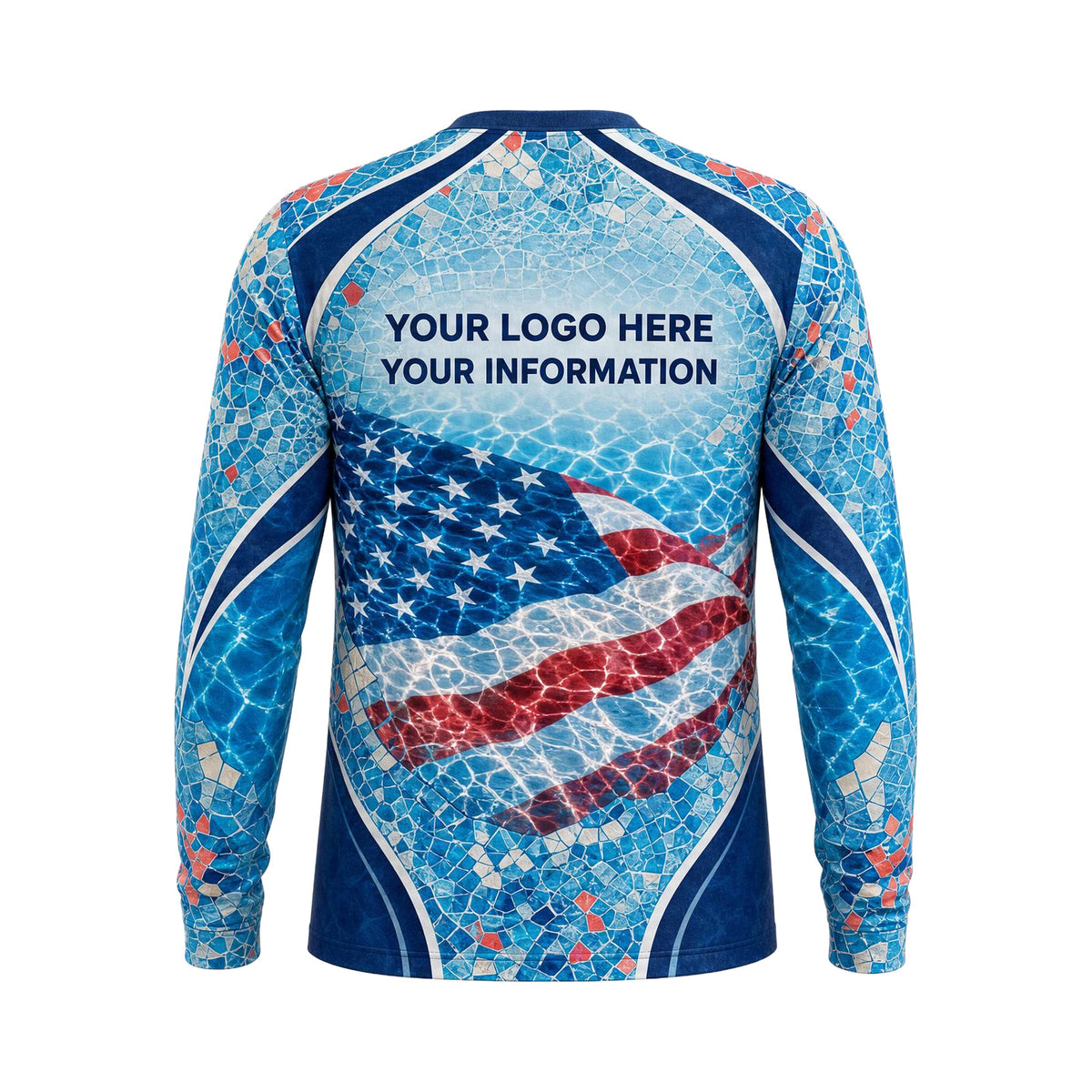 Patriot Mosaic Flag custom pool cleaning shirt PSN067 - back