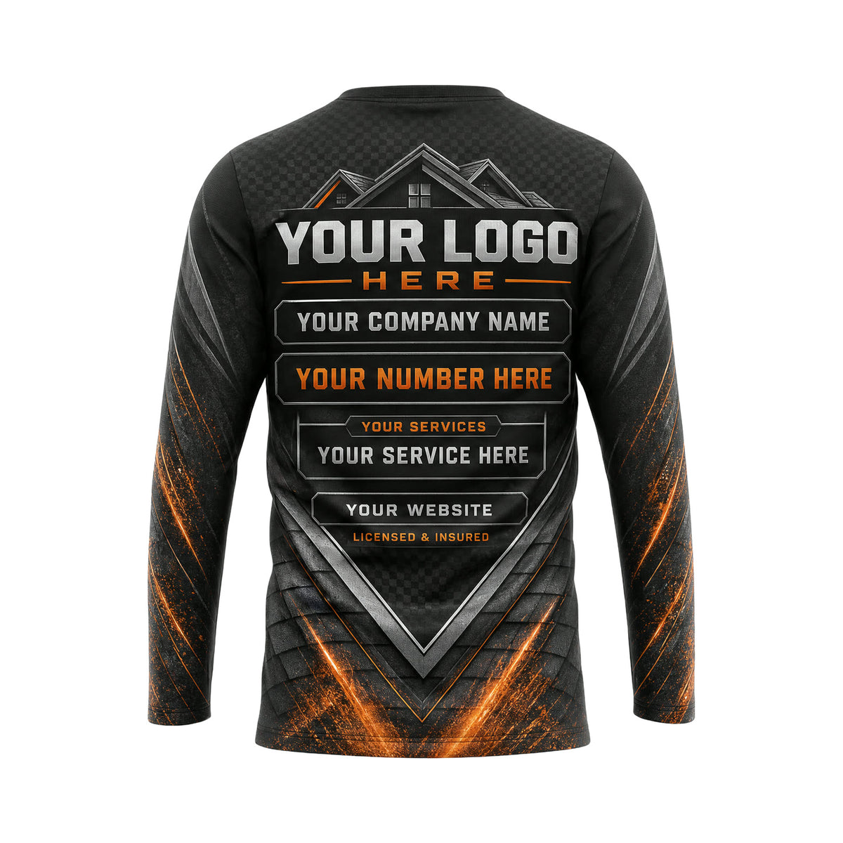 RFN033 - Custom Roofing Shirt - Carbon V Flow - back