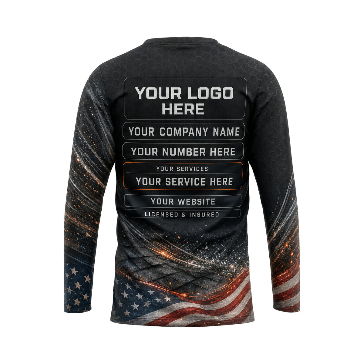 RFN035 - Custom Roofing Shirt - Lower Flag Wave - back