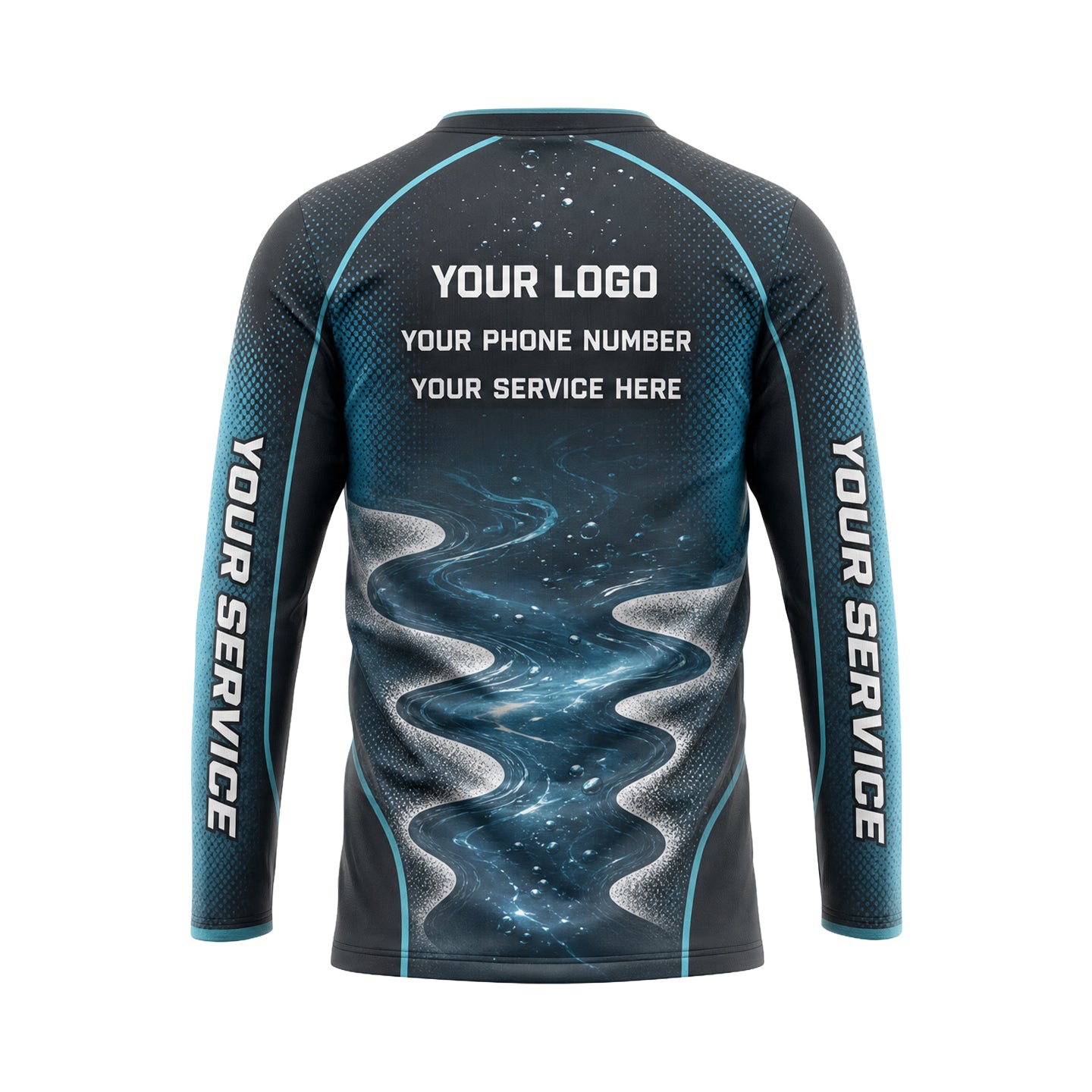 Aqua Serpentine Flow abstract print shirt PWABSV0013 - back