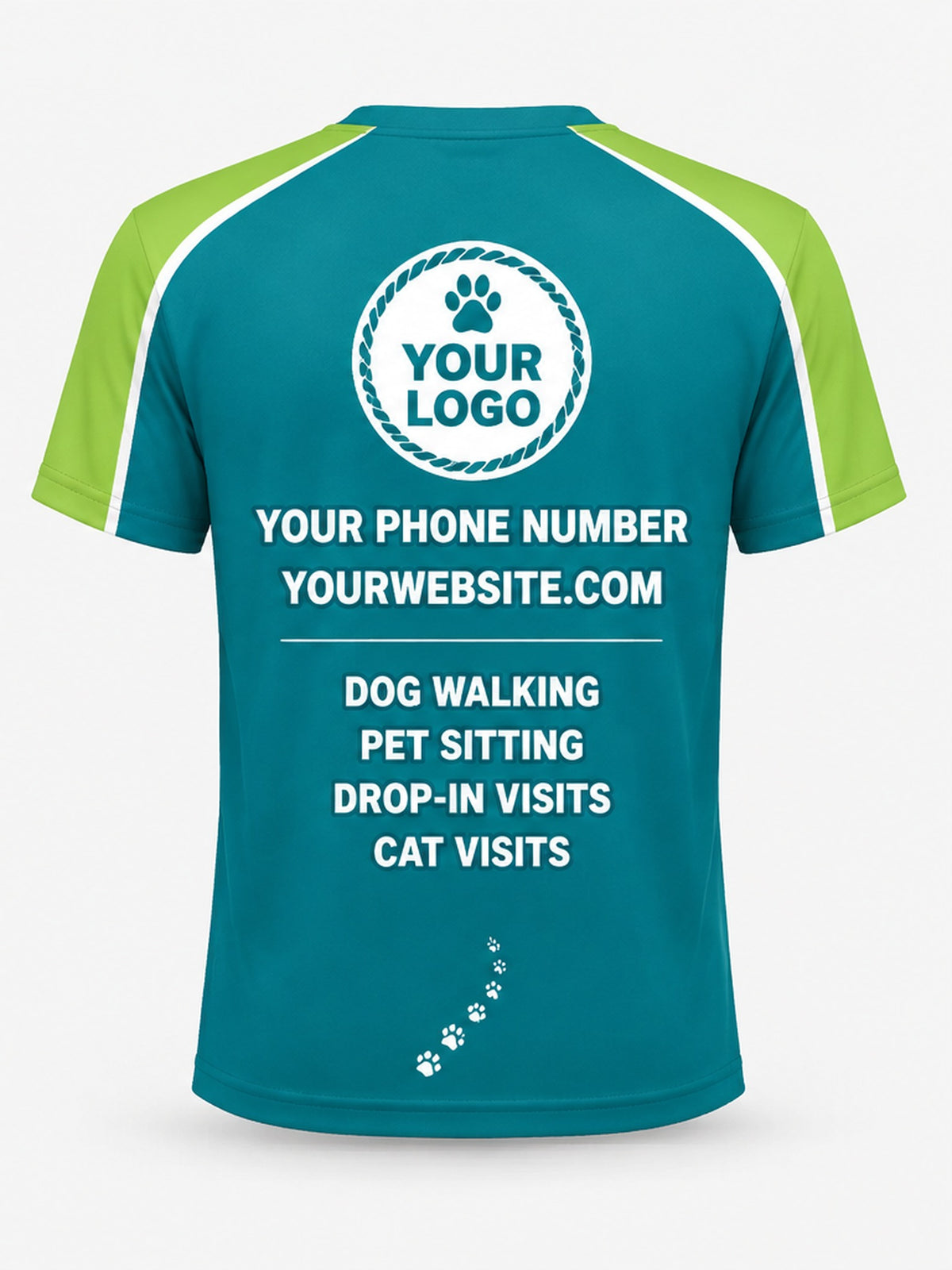 PDW001 - Custom Pet Care Shirt - Trail Teal Walker - back