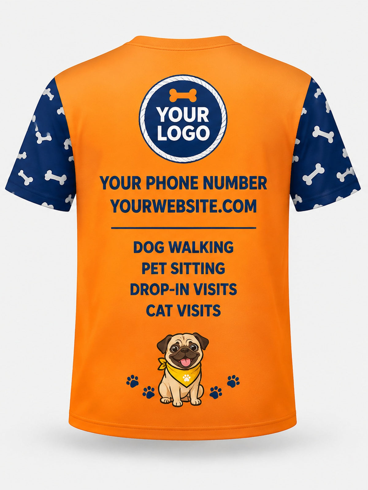 PDW009 - Custom Pet Care Shirt - Pug Bandana - back