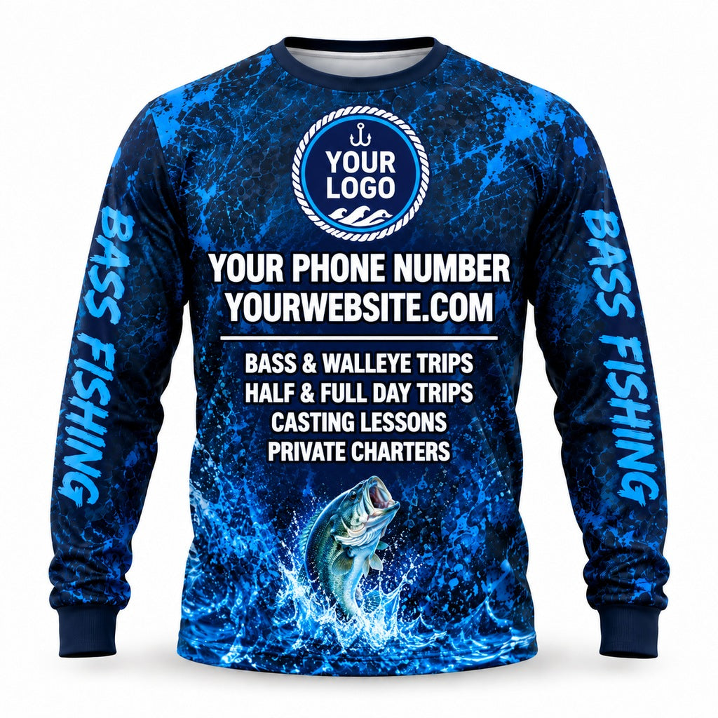 FG007 - Custom Fishing Guide Shirt - Dark Grunge Blue - back