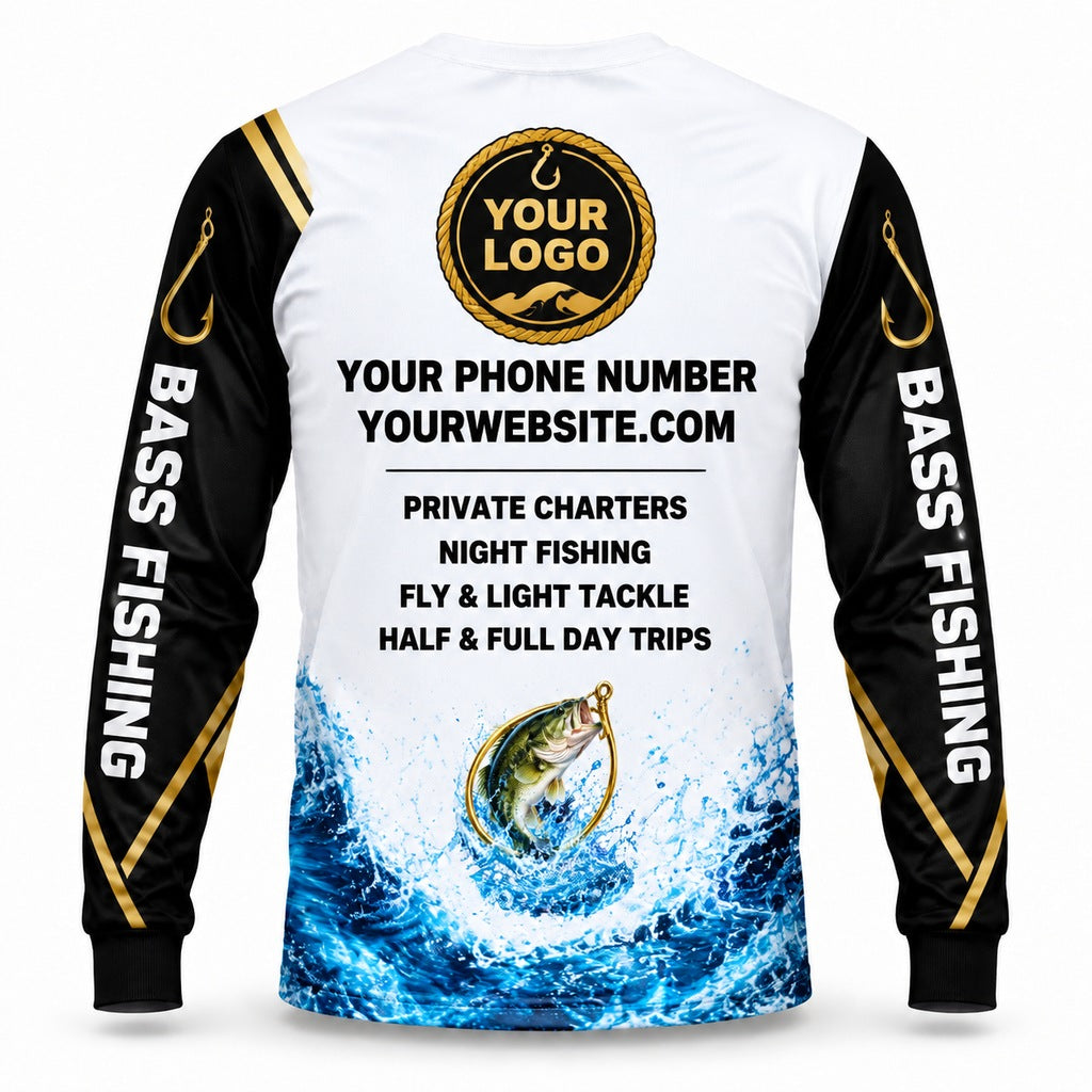 FG008 - Custom Fishing Guide Shirt - Gold Hook Ring - back
