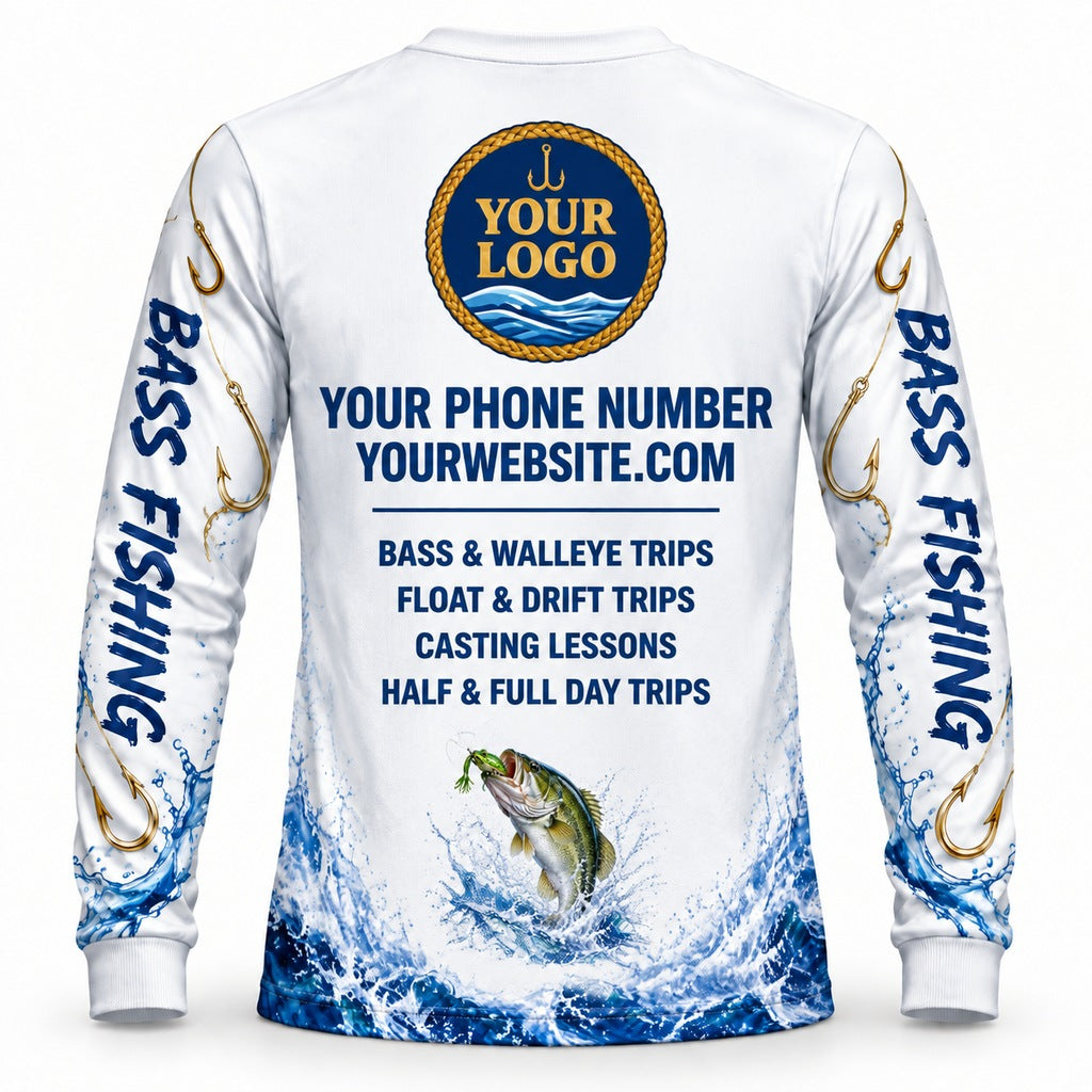 FG009 - Custom Fishing Guide Shirt - Anchor Ocean Splash - back
