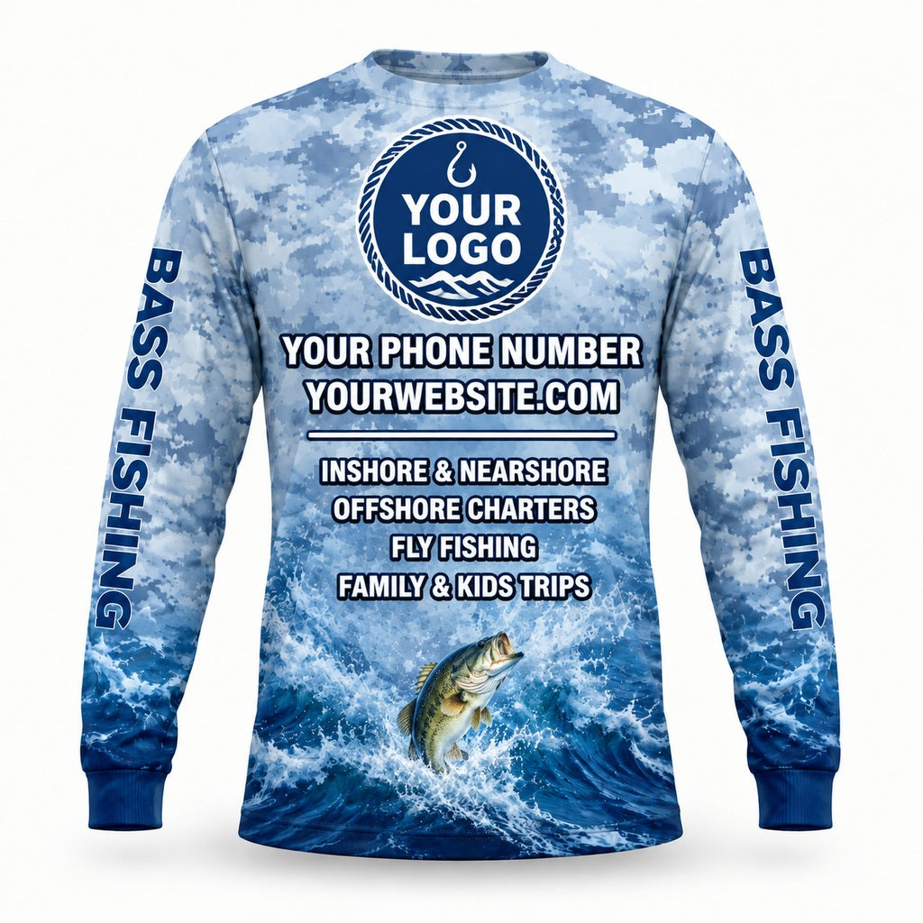 FG022 - Custom Fishing Guide Shirt - Flag Seawave - back