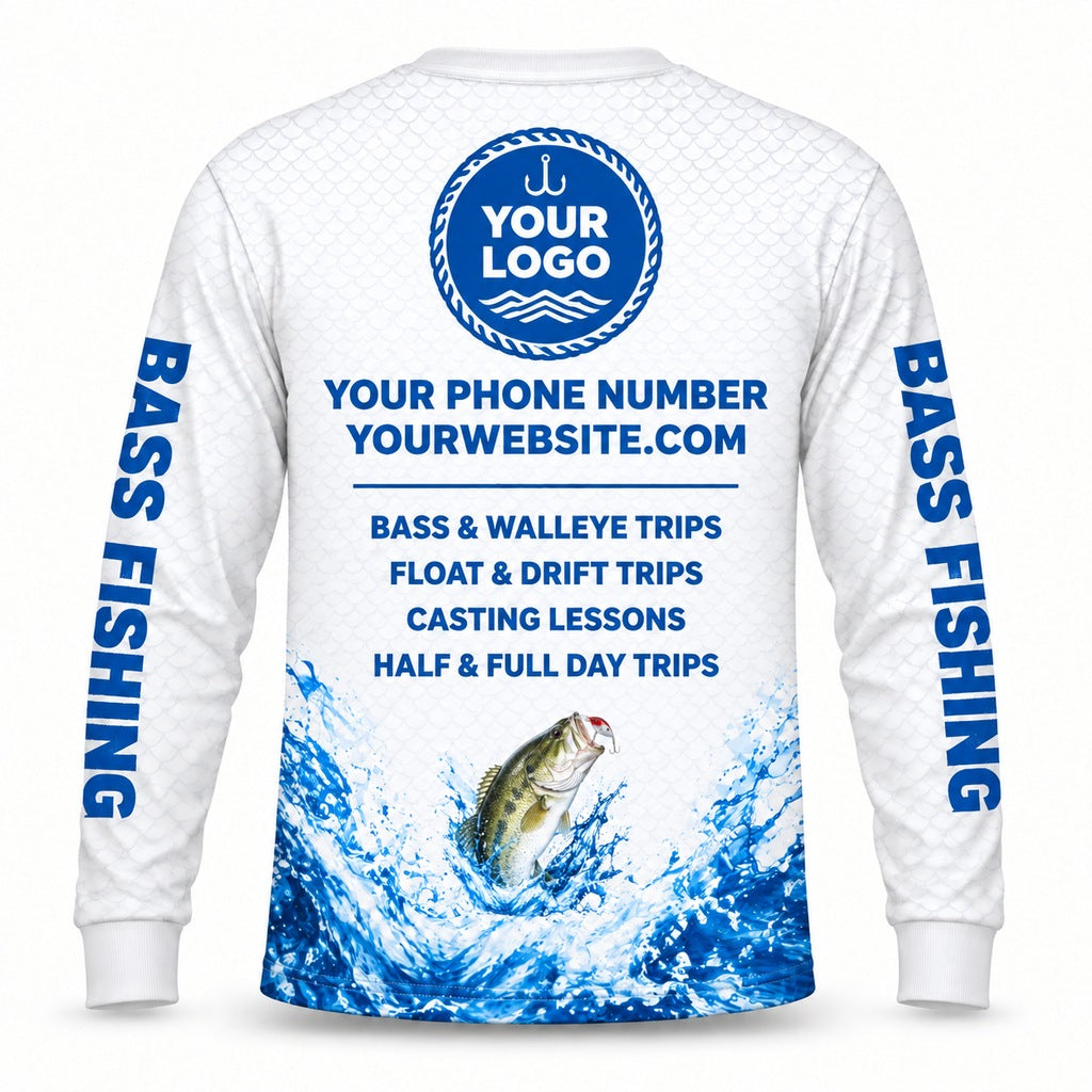 FG026 - Custom Fishing Guide Shirt - White Fin Paint - back