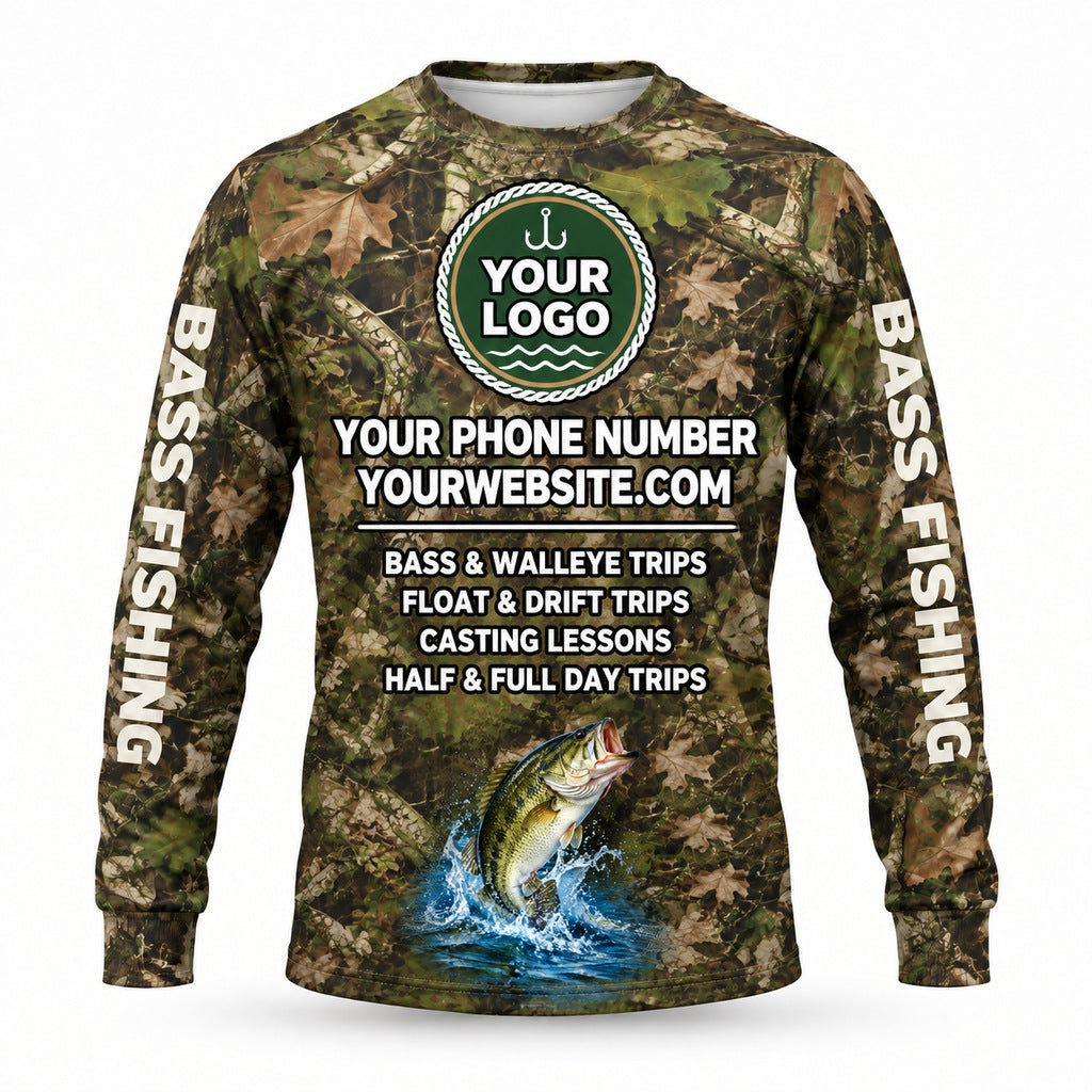 FG032 - Custom Fishing Guide Shirt - Leaf Camo - back