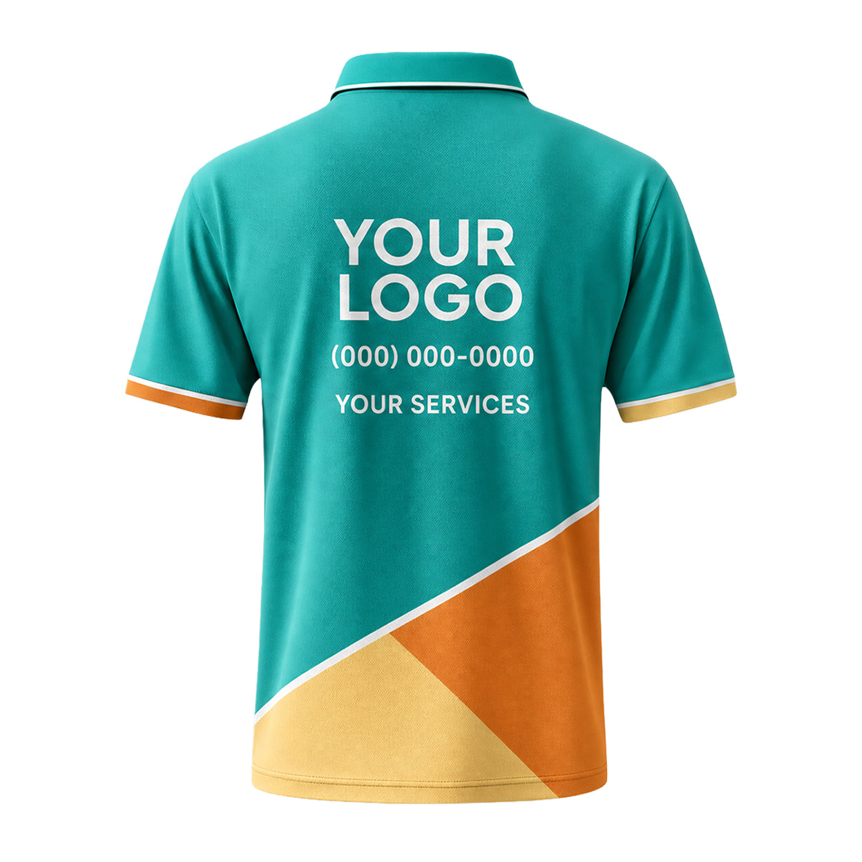 Teal Orange Geometric custom polo shirt FS12 - back