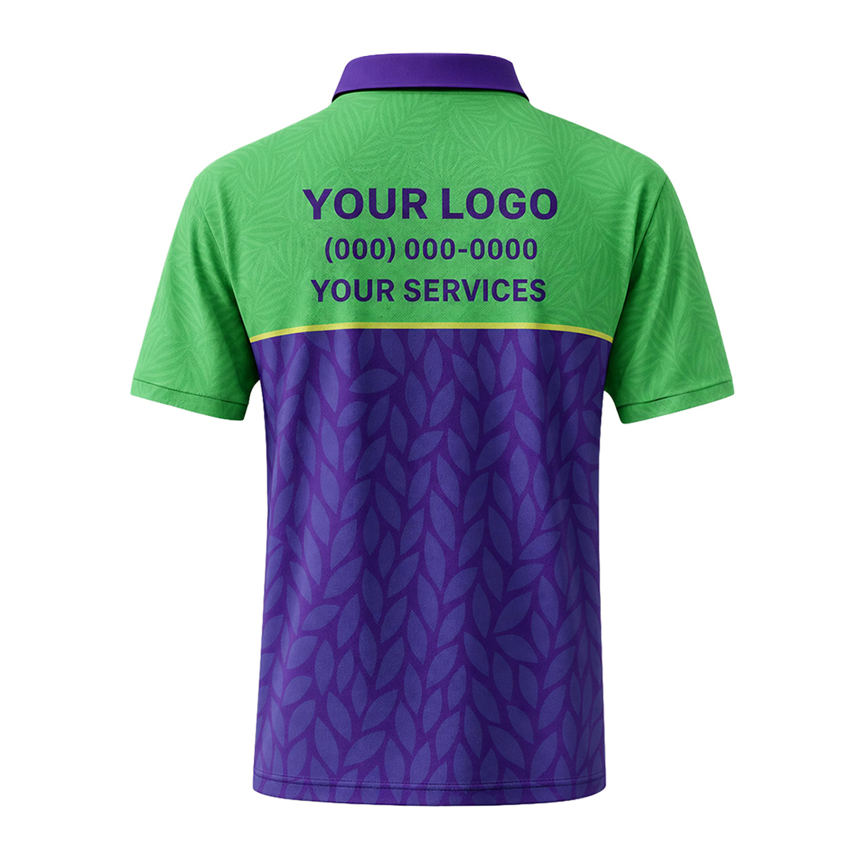Green Purple Botanical custom polo shirt FS26 - back