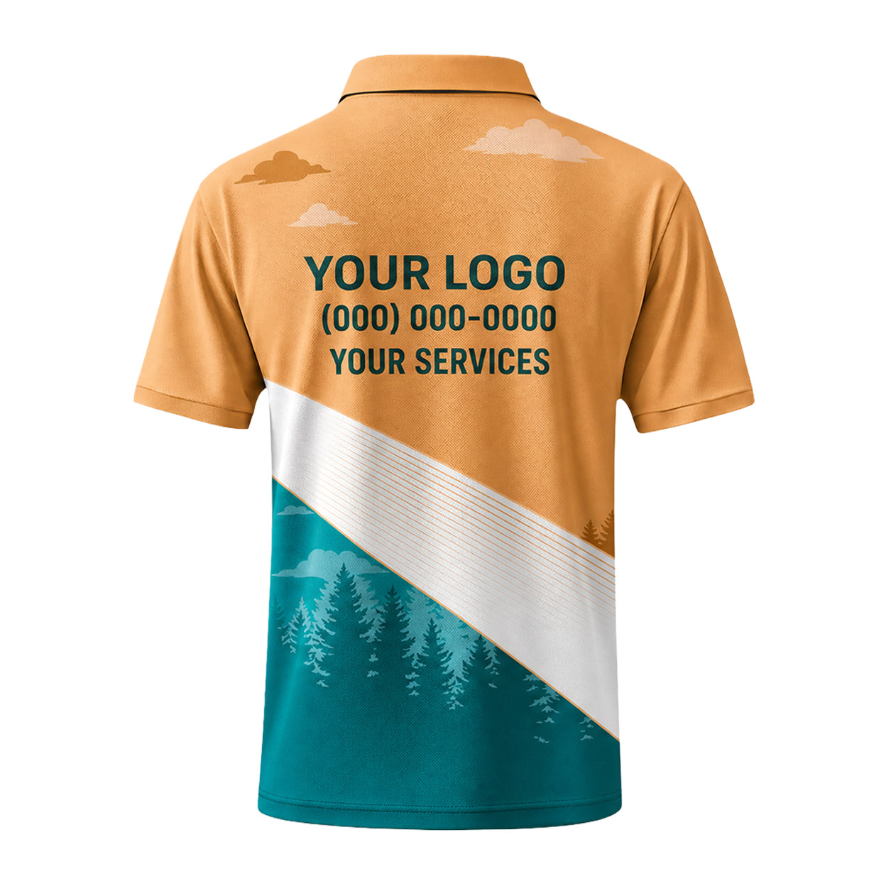 Amber Teal Pine Diagonal custom polo shirt FS40 - back