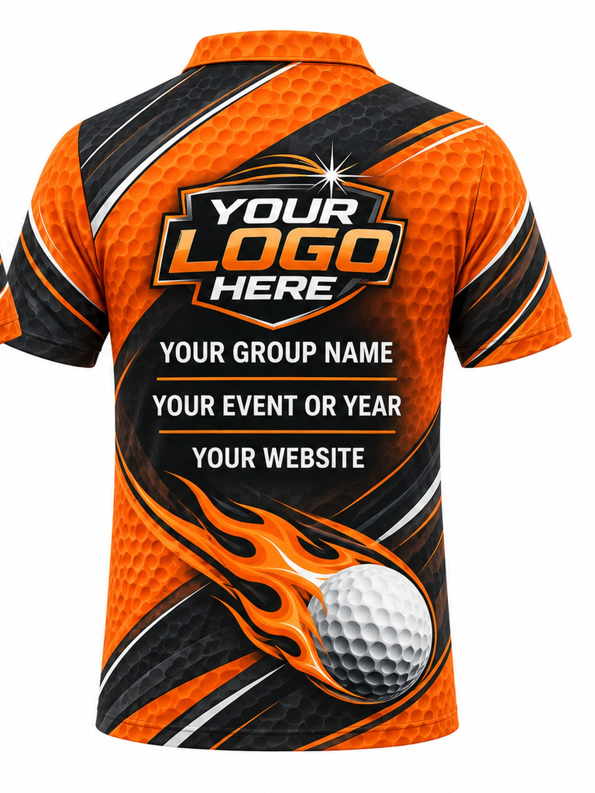 GLF013 - Custom Golf Polo - Orange Fireball - back