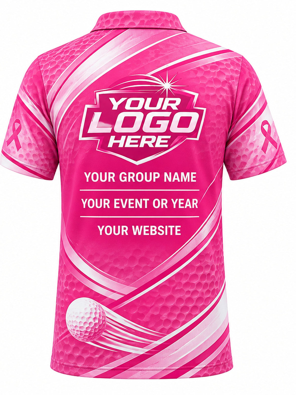 GLF018 - Custom Golf Polo - Pink Charity Birdie - back