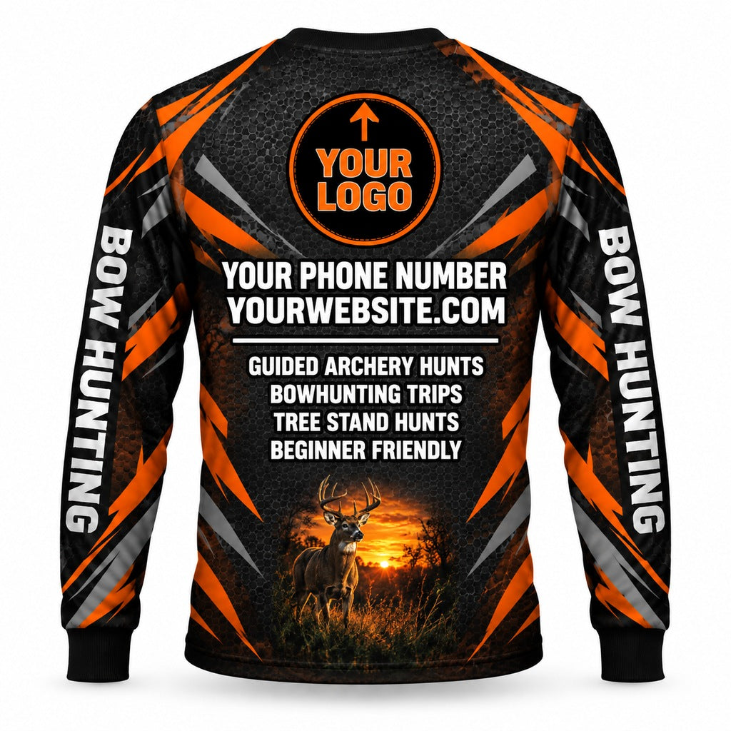 HG008 - Custom Hunting Guide Shirt - Orange Arrow Archer - back