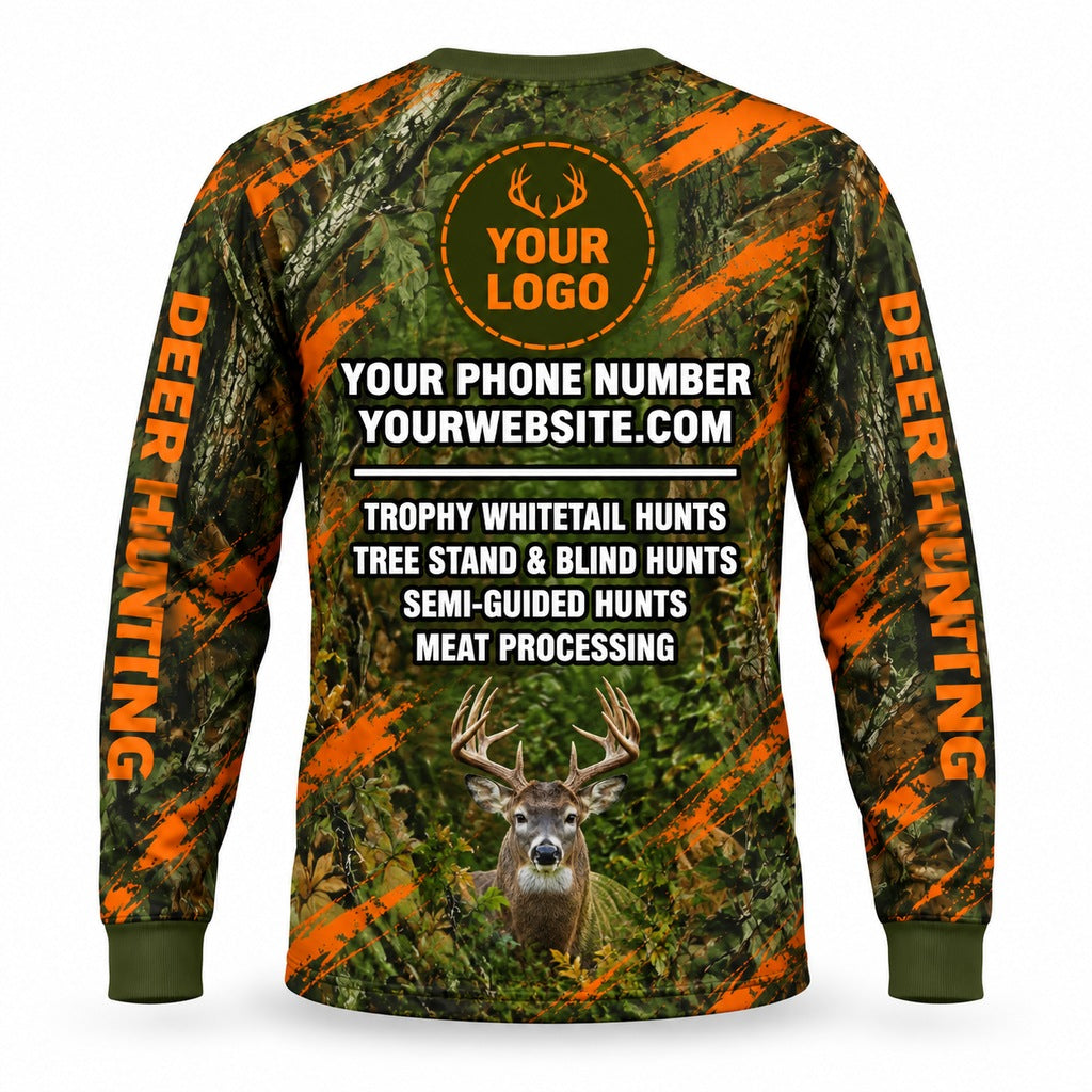 HG014 - Custom Hunting Guide Shirt - Orange Scratch Buck - back