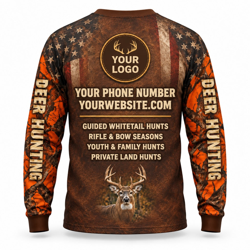 HG042 - Custom Hunting Guide Shirt - Premium Orange Flag - back