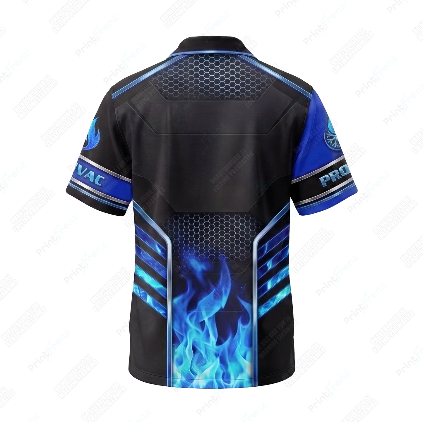 Blue Flame Hex Column custom HVAC shirt HVPB01 - back