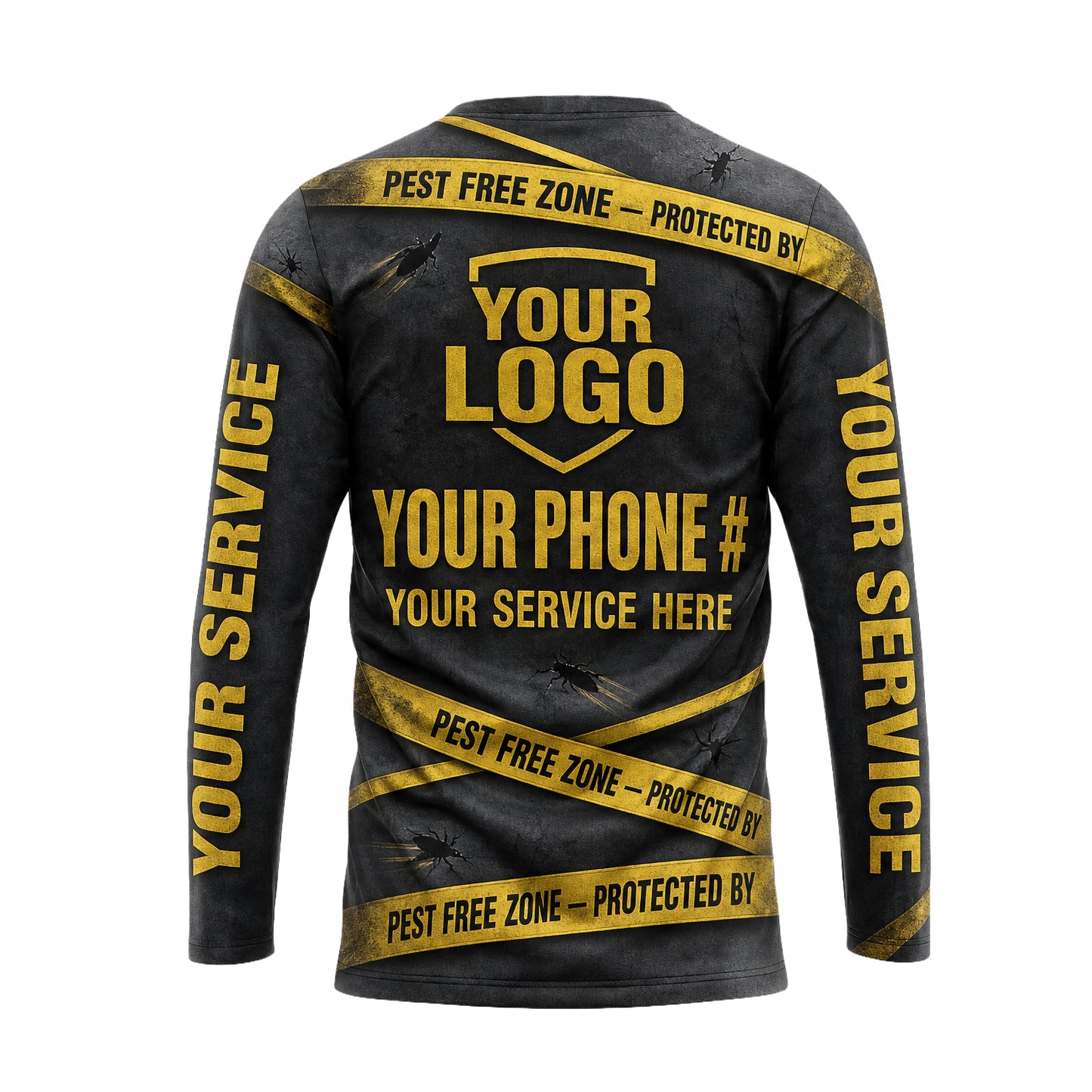 Pest Free Zone Caution Tape pest control shirt PCSG16 - back