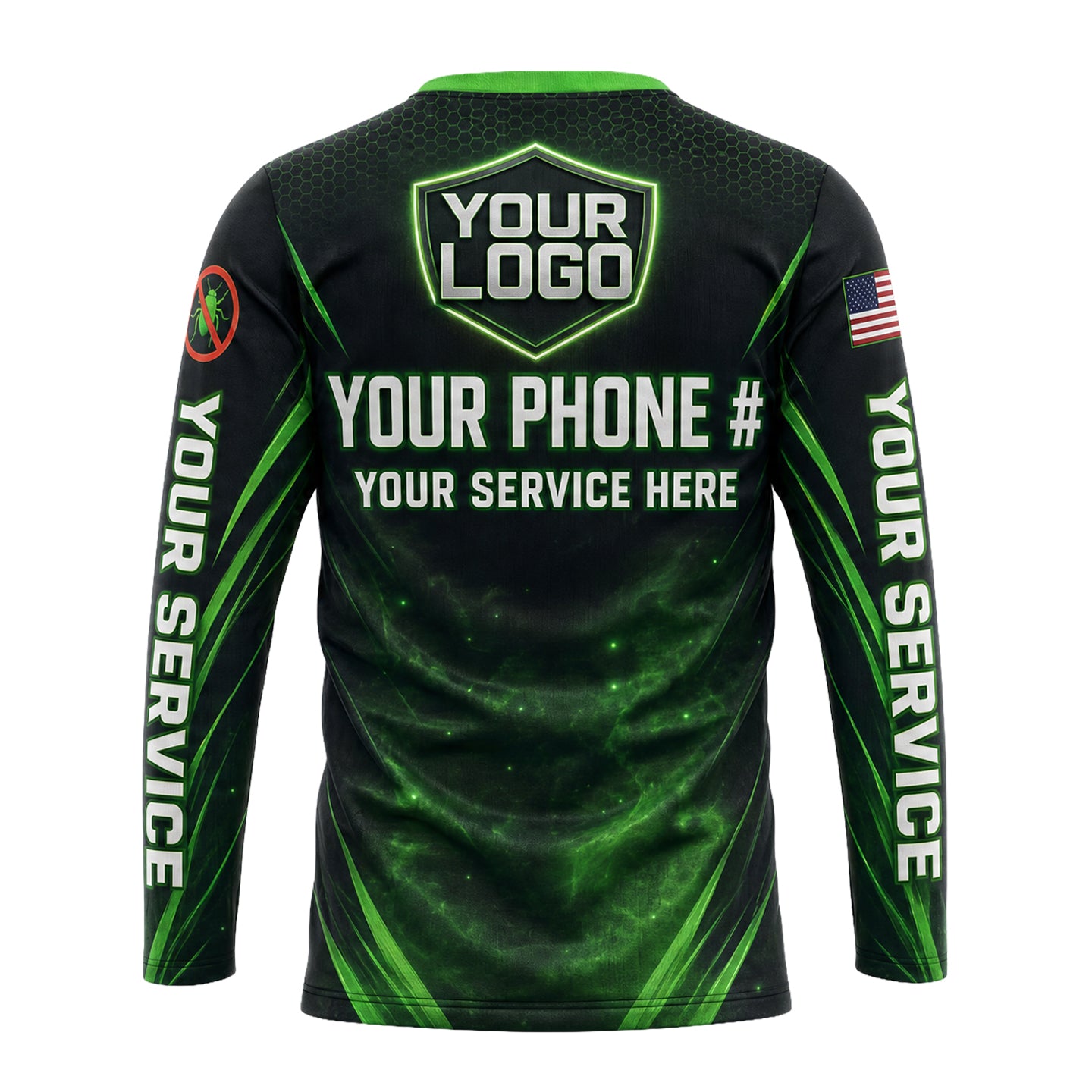 Radioactive Green Fogger pest control shirt PCST07 - back