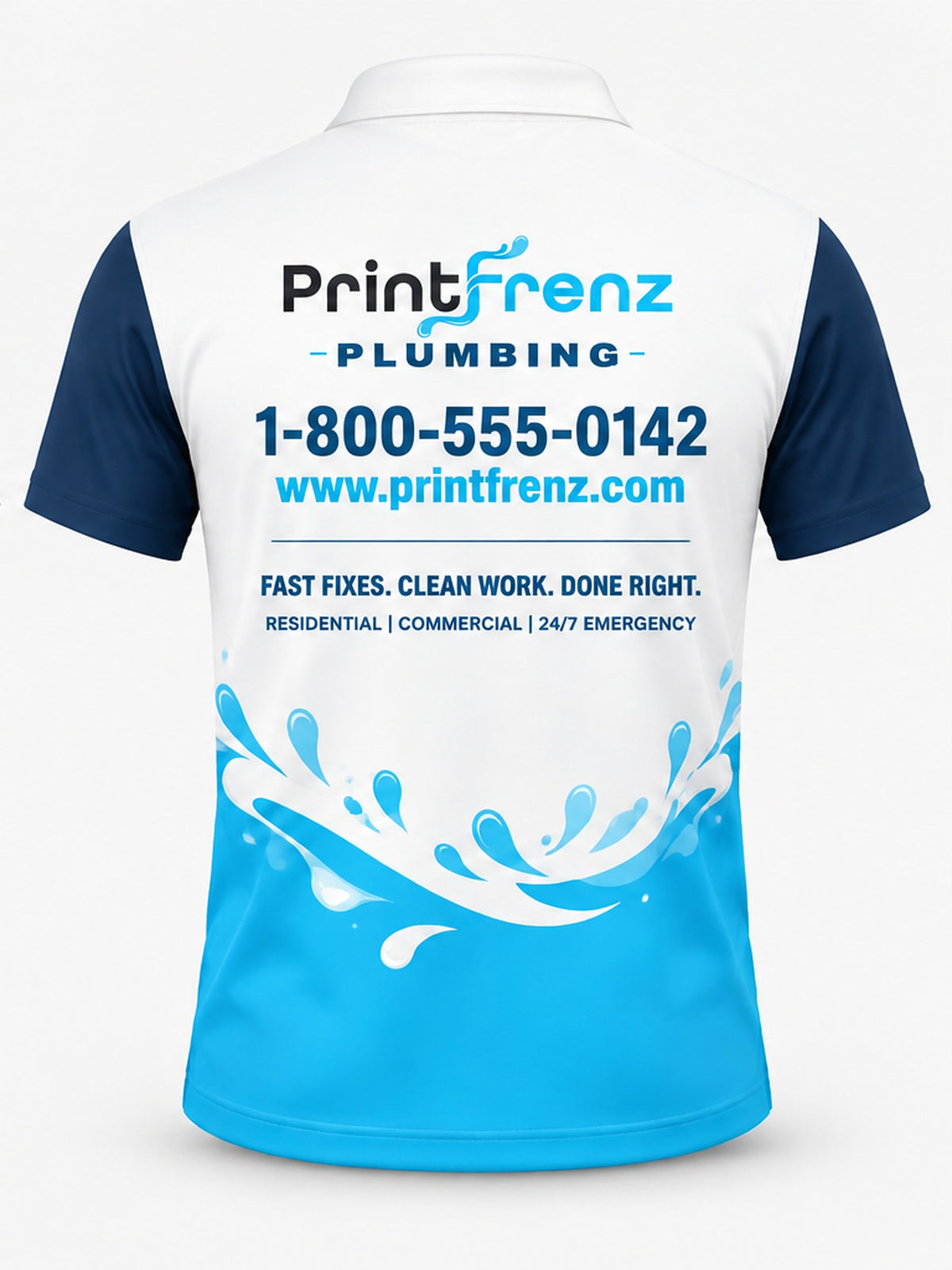 PLP005 - Custom Plumbing Polo - Splash Hem - back