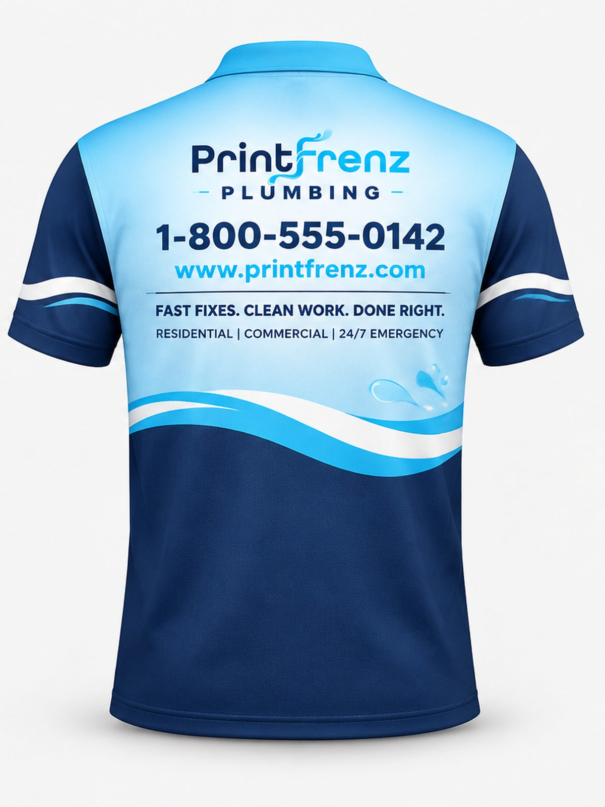 PLP009 - Custom Plumbing Polo - Wave Band - back