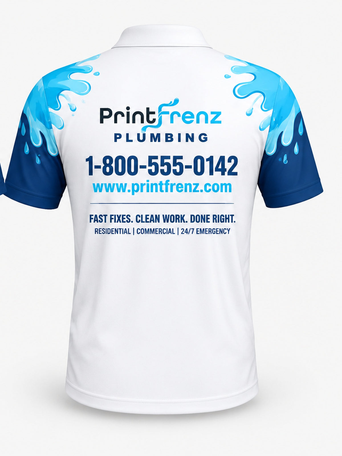 PLP015 - Custom Plumbing Polo - Shoulder Splash - back