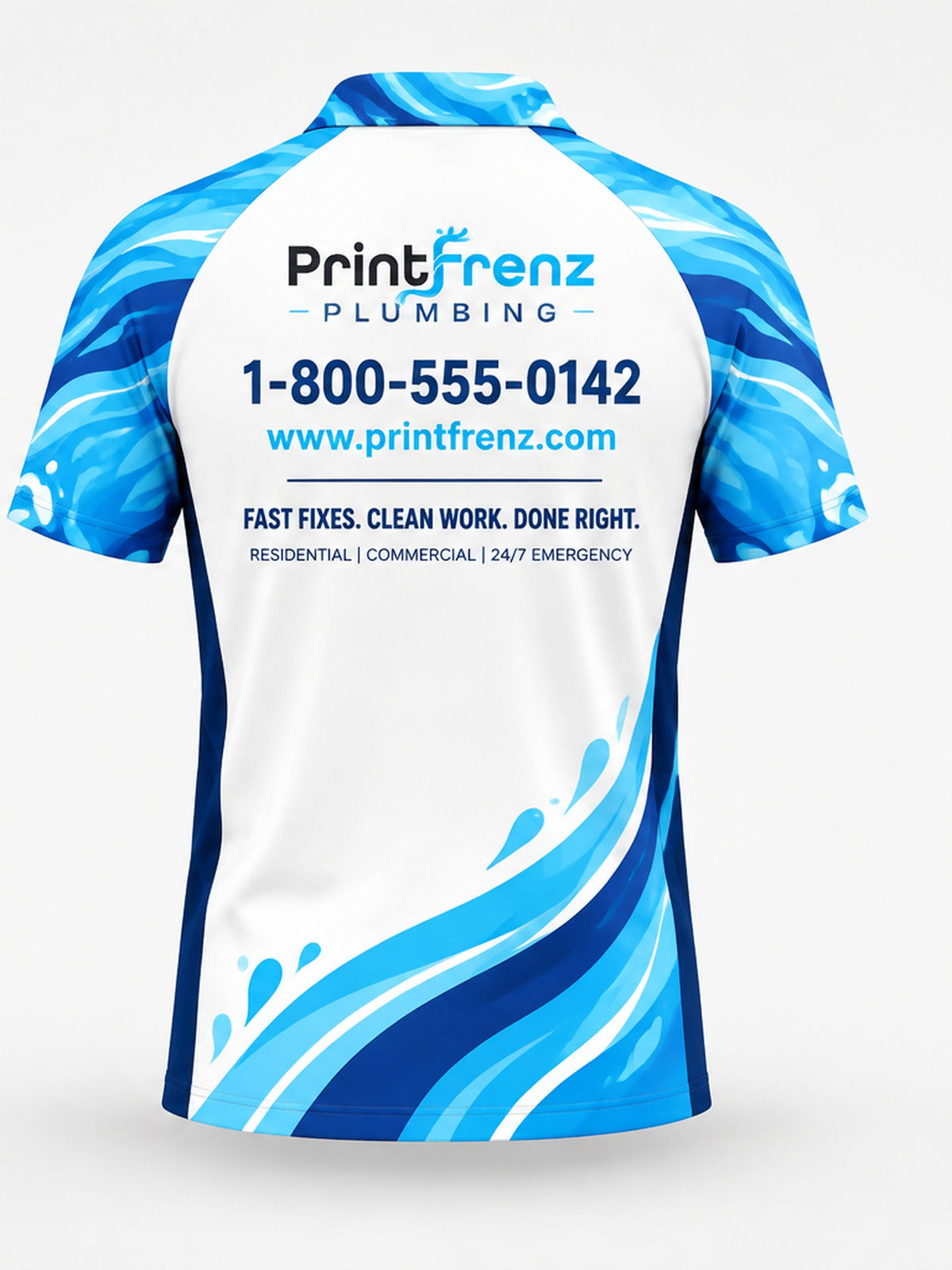 PLP020 - Custom Plumbing Polo - Sleeve Waves - back