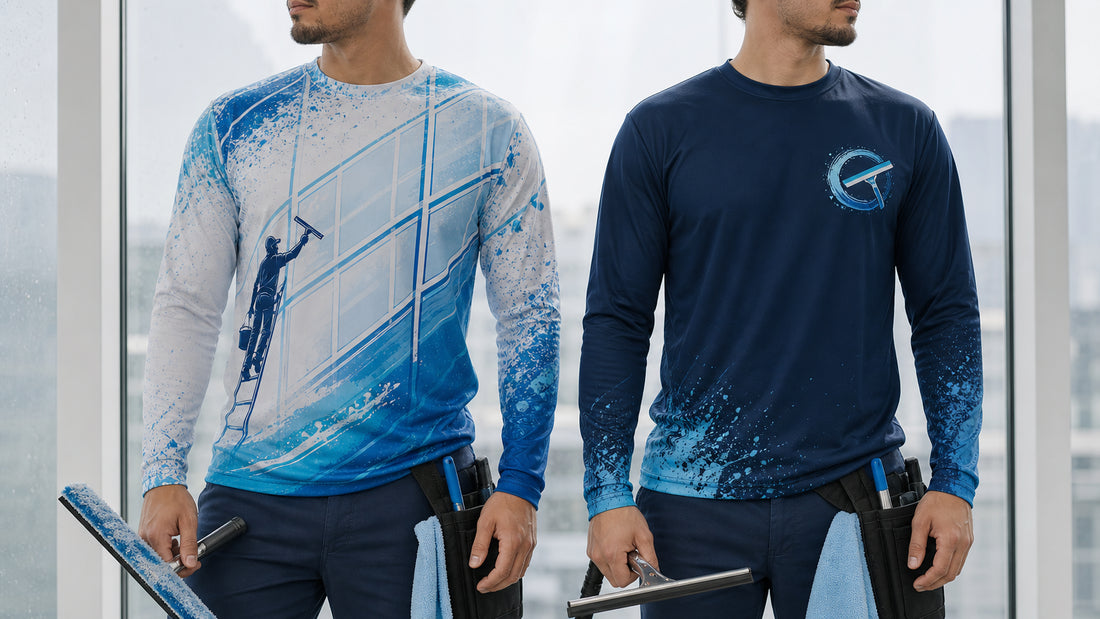 Full-Print vs Chest-Logo Window Cleaning Uniforms