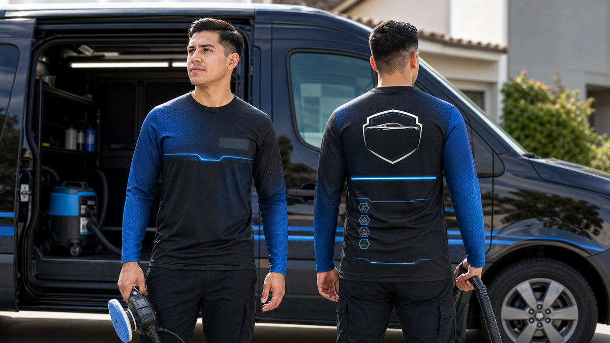What to Put on the Front and Back of an Auto Detailing Crew Shirt
